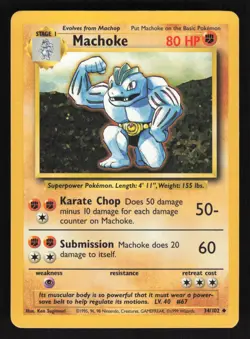 Pokemon Base Set #034/102 Machoke Card TCCCX - Image 1