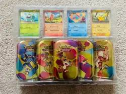 Pokemon 151 Scarlet Violet Costco 5-Pack Mini Tin Bundle. Opened. 3 sealed packs - Image 2