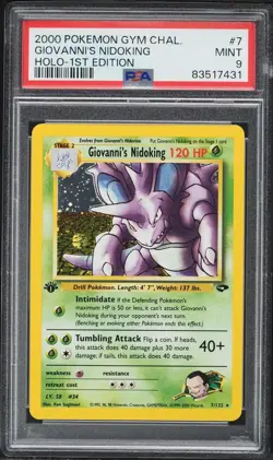 2000 GIOVANNI'S NIDOKING HOLO 1ST EDITION #7 POKEMON GYM CHALLENGE PSA 9 - Image 1