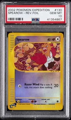 2002 POKEMON EXPEDITION #130 SPEAROW-REVERSE FOIL PSA 10 - Image 1