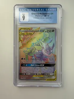 2019 POKEMON SUN & MOON UNBROKEN BONDS #222 FULL ART/GRENINJA & ZOROARK GX PSA 9 - Image 2