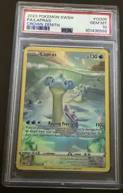 2023 Pokemon SWSH FA/LAPRAS Crown Zenith PSA 10 GG05 - Image 1