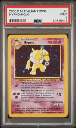Pokemon Hypno Holo Cosmos - 8/62 - Italian Fossil - PSA 9 - POP 4 - 0 Higher - Image 1