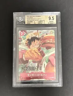 BGS 9.5 One piece card luffy 080 Mos burger Promo same as PSA10 Japanese Graded - Image 1