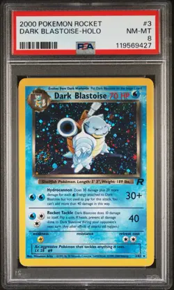 2000 POKEMON ROCKET #3 DARK BLASTOISE-HOLO PSA 8 NM-MT SWIRL 🌀 - Image 1