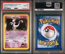2000 POKEMON GYM CHALLENGE HOLO #14 ROCKET'S MEWTWO PSA 8 SWIRL 🌀 - Image 3