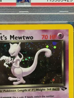 2000 POKEMON GYM CHALLENGE HOLO #14 ROCKET'S MEWTWO PSA 8 SWIRL 🌀 - Image 4