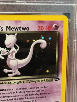 2000 POKEMON GYM CHALLENGE HOLO #14 ROCKET'S MEWTWO PSA 8 SWIRL 🌀 - Image 5