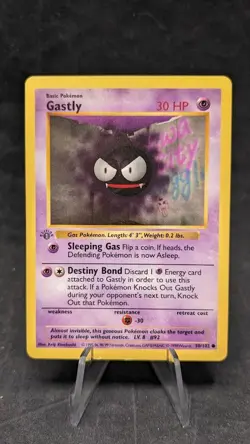 Gastly 50/102 (Shadowless) - Pokemon TCG - Base Set - Gray Stamp 1st ED - LP - Image 1