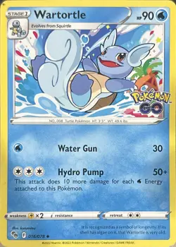 Wartortle 016/078 Uncommon Pokemon GO Pokemon Near Mint - Image 1