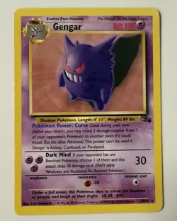 Gengar 20/62 Fossil Unlimited Non-Holo Rare Vintage WOTC Pokemon TCG Card LP - Image 1