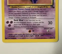 Gengar 20/62 Fossil Unlimited Non-Holo Rare Vintage WOTC Pokemon TCG Card LP - Image 2