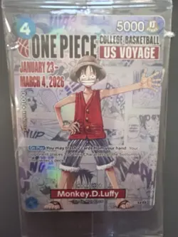 One Piece Monkey D. Luffy US Voyage College Basketball Promo Card SEALED - Image 1