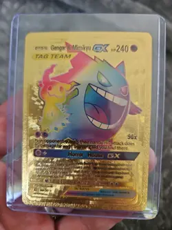 Gengar & Mimikyu Gold Foil Fan Art Vinyl Textured Collector Pokemon Card - Image 1