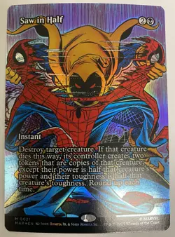 Saw in Half Borderless Comic FOIL NM Marvel Spiderman MTG MAGIC THE GATHERING - Image 1