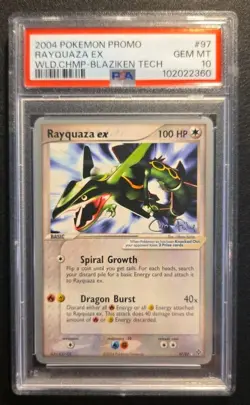 PSA 10 POKEMON TCG RAYQUAZA ex #97 2004 WORLD CHAMPIONSHIPS PROMO BLAZIKEN TECH - Image 1