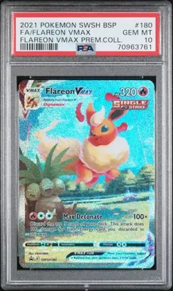 2021 Pokemon Sword Shield Flareon VMAX Black Star Promo BSP #SWSH180 PSA 10 - Image 1