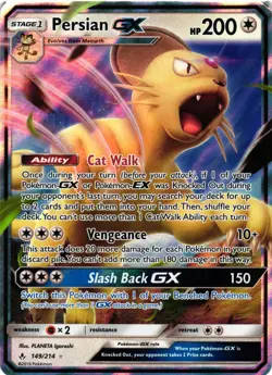 Pokemon TCG Persian GX Ultra Rare SM Unbroken Bonds 149/214MP/HP - Image 1