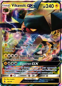 Pokemon TCG Vikavolt GX 45/145 Sun & Moon Guardians Rising Ultra Rare LP - Image 1
