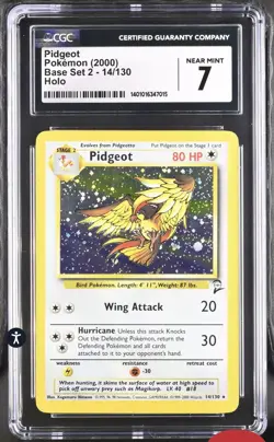Pokemon Pidgeot Holo Rare 14/130 2000 Base Set 2 - CGC 7 - Image 1