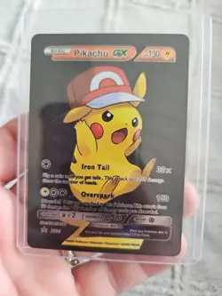 X2 Pikachu GX & Detective Pikachu GX Black Foil Fan Art Vinyl Collector Pokemon - Image 1