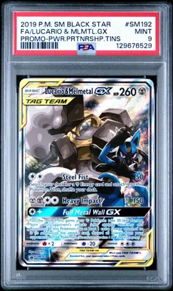 Pokemon Lucario & Melmetal GX SM192 Sm Holo PSA 9 - Image 1