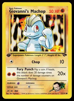 Giovanni's Machop 72/132 Common 1st Edition Gym Challenge Pokemon Card - Image 1