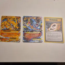 Pokemon TCG Charizard EX Foil & Trainer Lot - 3 English Cards - Image 1