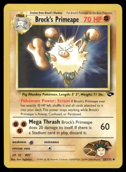 Pokemon Cards Brock's Primeape 35/132 Unlimited Gym Challenge Uncommon NM - Image 1