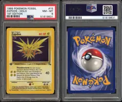 Pokemon TCG Fossil Zapdos 15/62 Holo Rare 1999 1st Edition Vintage Card - Image 3