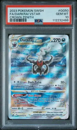 2023 POKEMON SWORD & SHIELD CROWN ZENITH #GG50 FULL ART/DARKRAI VSTAR PSA 10 - Image 1