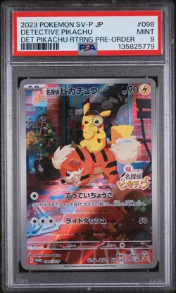 2023 POKEMON JPN SV-P PROMO #098 DETECTIVE PIKACHU PSA 9 - Image 1