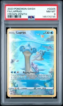 🔥 Pokemon TCG 🔥 Lapras #GG05 🔥 Sword & Shield Crown Zenith Full Art PSA 8 🔥 - Image 1