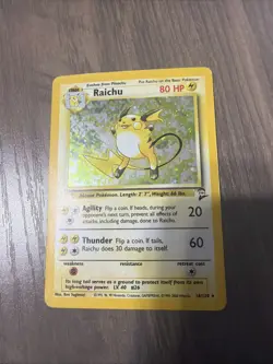 Pokemon TCG Raichu Holo Rare Base Set 2 (2000) 16/130 WOTC Condition MP - Image 1