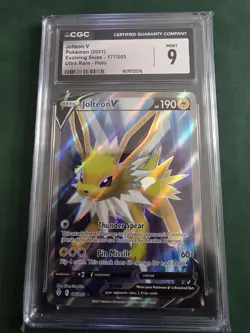 2021 POKEMON TCG JOLTEON V FULL ART 177 EVOLVING SKIES ULTRA RARE HOLO CGC 9 - Image 1