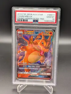 2019 POKEMON SM BLACK STAR PROMO HIDDEN FATES TINS #SM211 CHARIZARD GX PSA 10 - Image 1