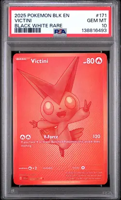 2025 POKEMON BLK EN-BLACK BOLT BLACK WHITE RARE #171 VICTINI PSA 10 - Image 1
