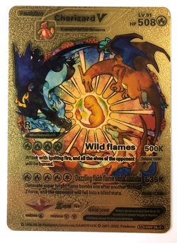 2022 POKEMON CHARIZARD V EVOLVED FROM THE DINOSAURS WILD FLAMES GOLD CARD - Image 1