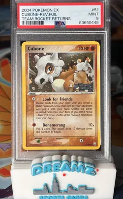 Cubone 51/109 Pokemon Team Rocket Returns Reverse Holo Graded PSA 9 - Image 1
