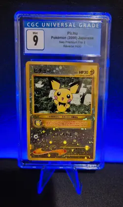Pokemon Pichu Reverse Holo Japanese Neo Premium File 2 CGC 9 - Image 1