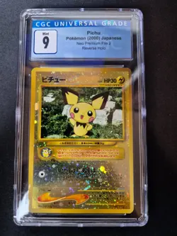 Pokemon Pichu Reverse Holo Japanese Neo Premium File 2 CGC 9 - Image 2
