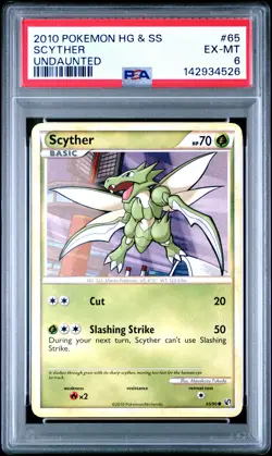 2010 POKEMON HEARTGOLD & SOULSILVER UNDAUNTED #65 SCYTHER PSA 6 - Image 1