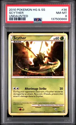 2010 POKEMON HEARTGOLD & SOULSILVER UNDAUNTED #36 SCYTHER PSA 8 - Image 1