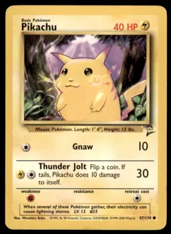 2000 Pokemon Base 2 Pikachu Yellow Cheeks English #87 Vintage - Image 1