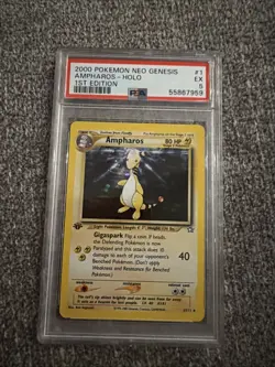 2000 POKEMON American 1st Edition NEO GENESIS #1 AMPHAROS-HOLO PSA 5 - Image 1