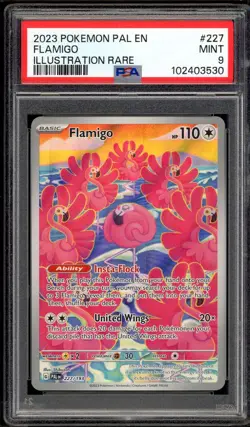 2023 PSA 9 Pokemon Paldea Evolved Flamigo Illustration Rare IR 227/193 Card - Image 1