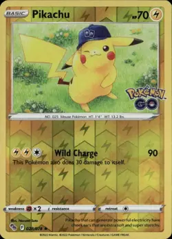Pikachu (28) Reverse Holo Holo Rare PGO Pokemon GO 028/078 LP - Image 1