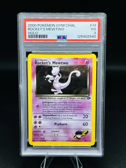 Pokemon TCG Rocket's Mewtwo Gym Challenge Holo Rare 14/132 Unlimited - PSA 3 - Image 1