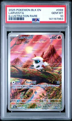 2025 POKEMON BLK EN-BLACK BOLT ILLUSTRATION RARE #099 LARVESTA PSA 10 - Image 1