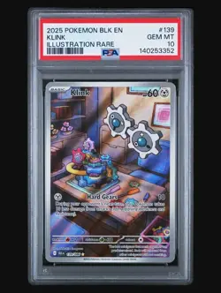 2025 POKEMON BLACK EN-BLACK BOLT ILLUSTRATION RARE #139 KLINK PSA 10 - Image 1